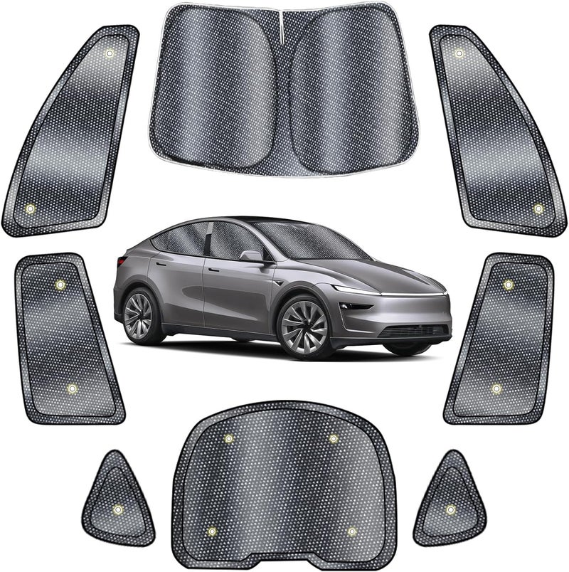 FSHAANY'S 8pcs Car Side Window Shades for T*esla Model Y 2025 2026 |Suction Cup No Falling| Full Car Window Covers for Privacy, Sunshades for Tesla Front Rear Windshield Side Windows - Image 1